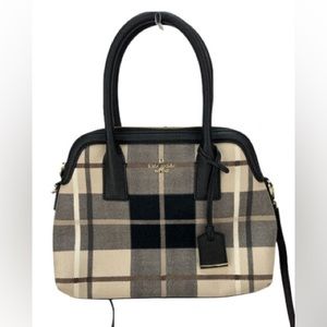 Kate Spade Cameron Street Maise Plaid Cream and Black Handbag